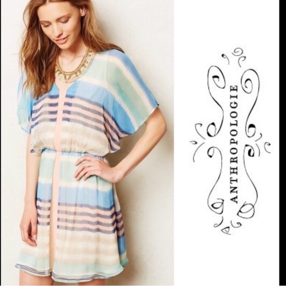 Anthropologie Meadow Rue Decatur Striped Chiffon Dress